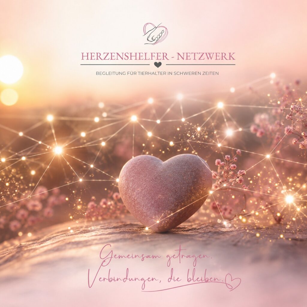 Herzenshelfer-Netzwerk: Begleiter für Tierhalter in schweren Zeiten - Rosa Herz vor Glitzerhintergrund